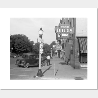 Street Scene Urbana, Ohio, 1938. Vintage Photo Posters and Art